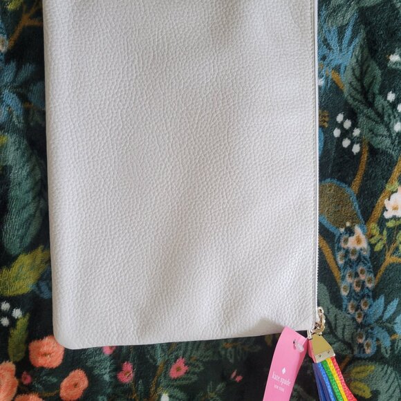 Kate Spade White Clutch with Rainbow Letting - Picture 2 of 5